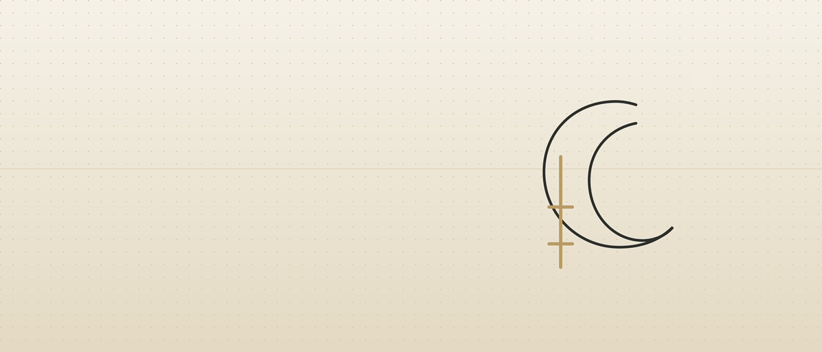 Bamboo de lune crescent moon emblem on a soft cream background