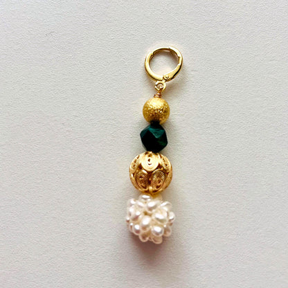 Pearl Cluster Drop Earrings — close-up of a single earring